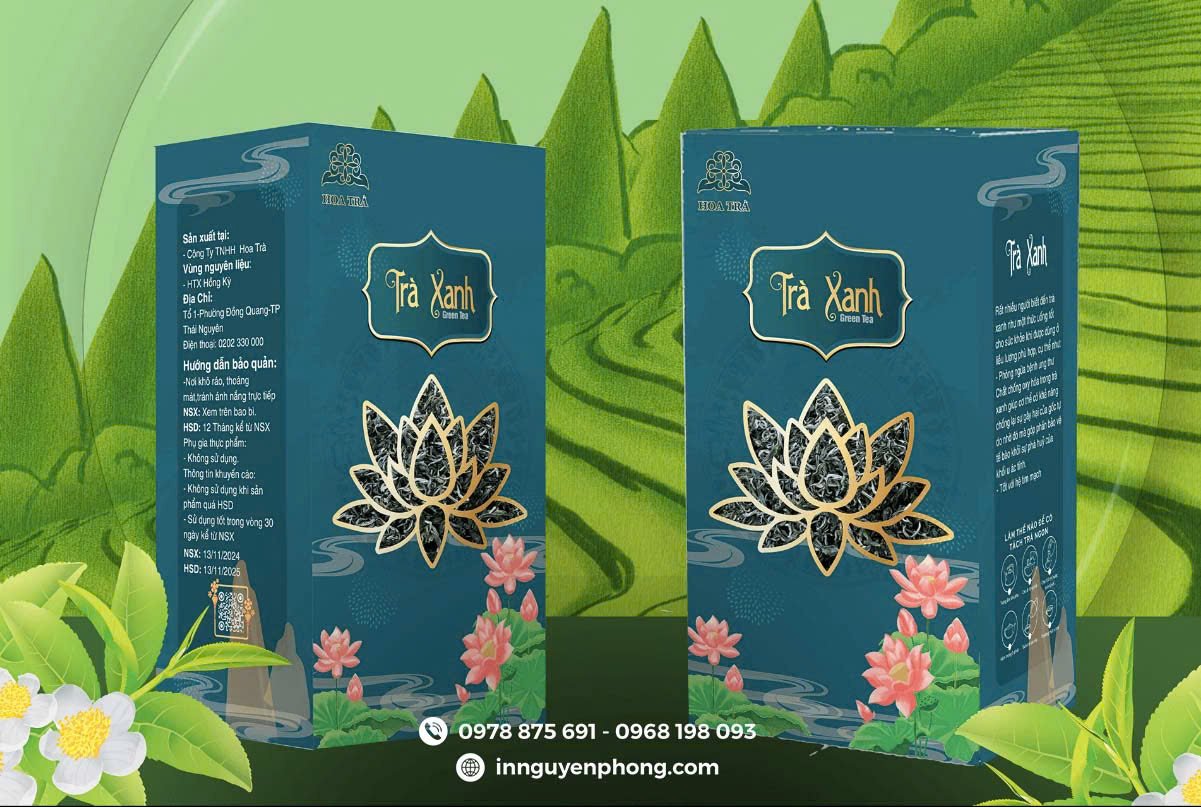 In hộp đựng trà xanh